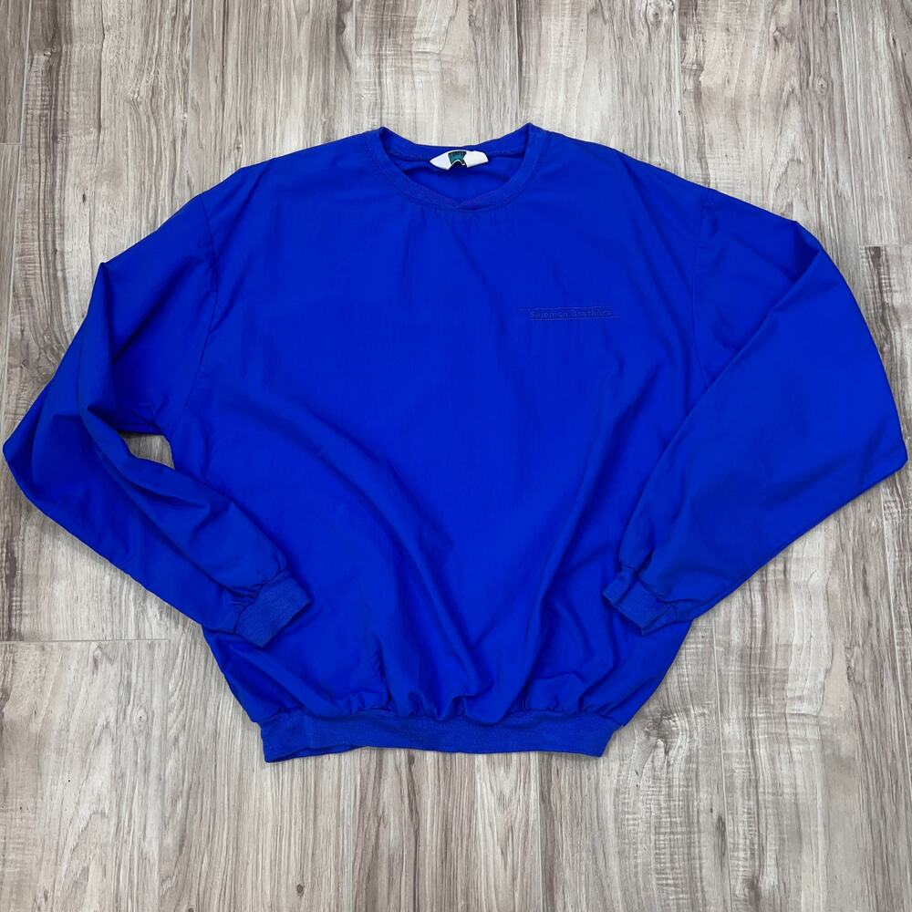 Vtg 90s Turfer Pullover Jacket Mens Blue Windbreaker Mad USA Embroidered Logo XL